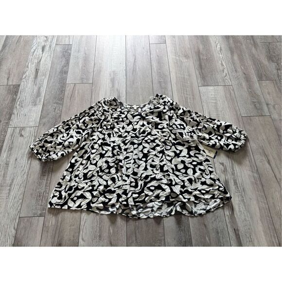 Terra & Sky plus size, black and white full blouse size 4X - Picture 4 of 13